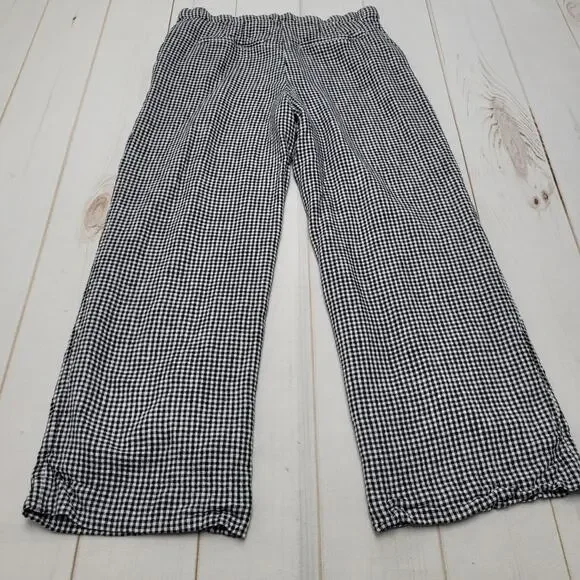 Abercrombie & Fitch gingham tailored linen blend wide leg pants 12 - Picture 7 of 7